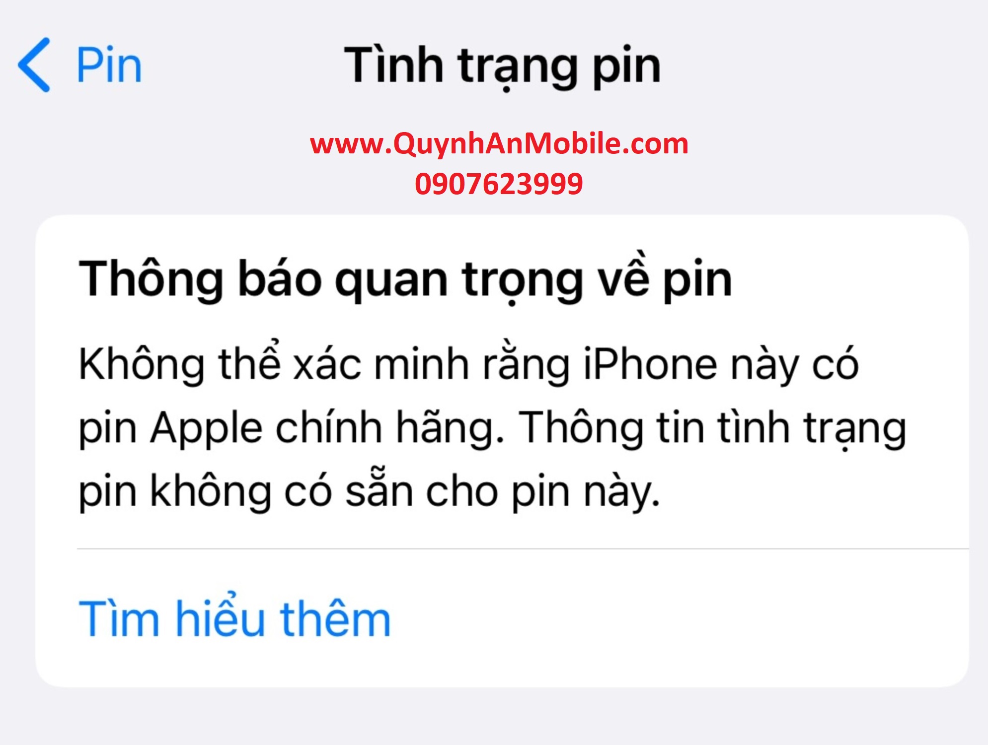 Thay pin iphone không báo bảo trì Nha Trang